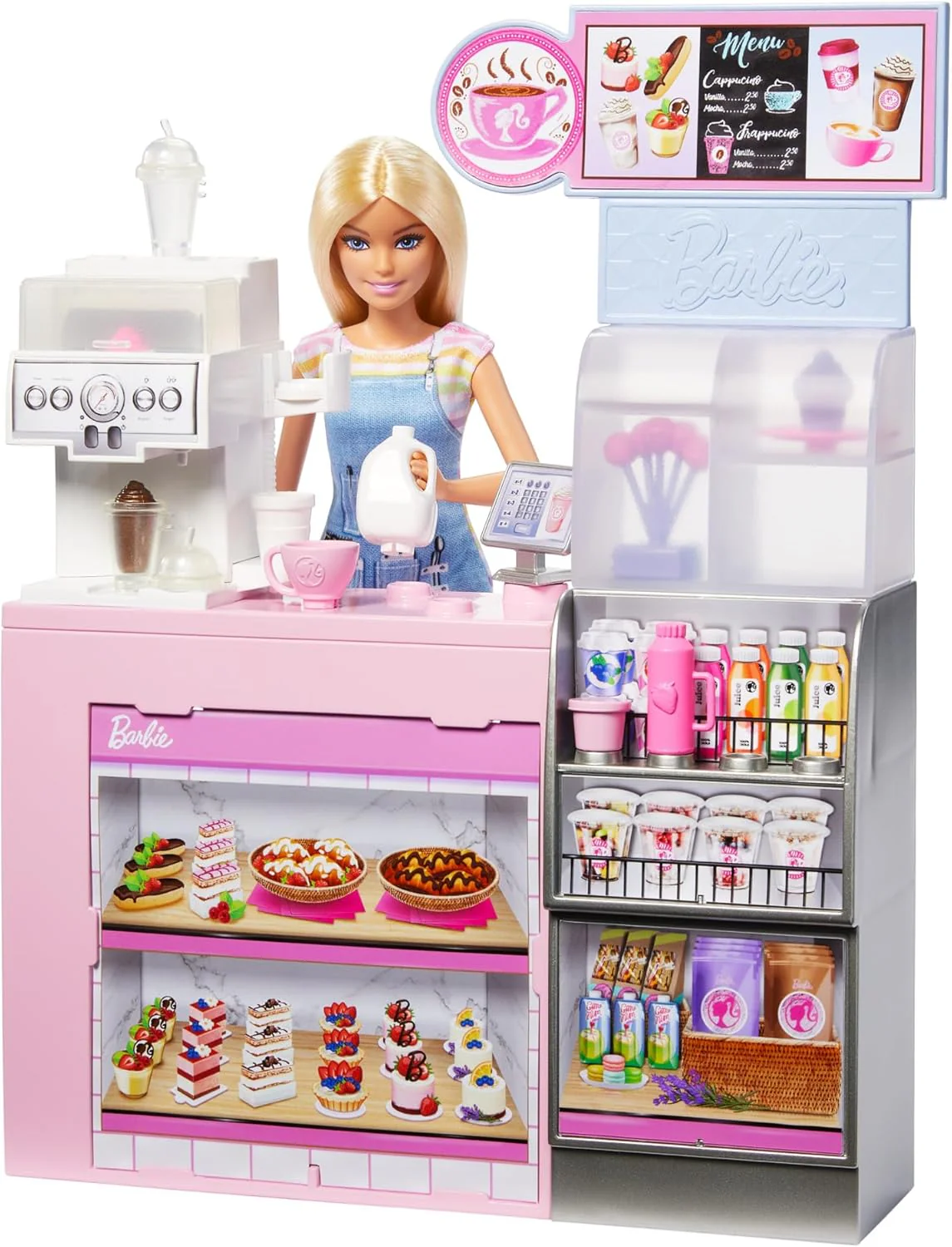 Barbie Caffetteria, Playset Con Bambola Barista Bionda, Macchinetta Per Il Caffè Funzionante E Oltre 10 Accessori - Image 5