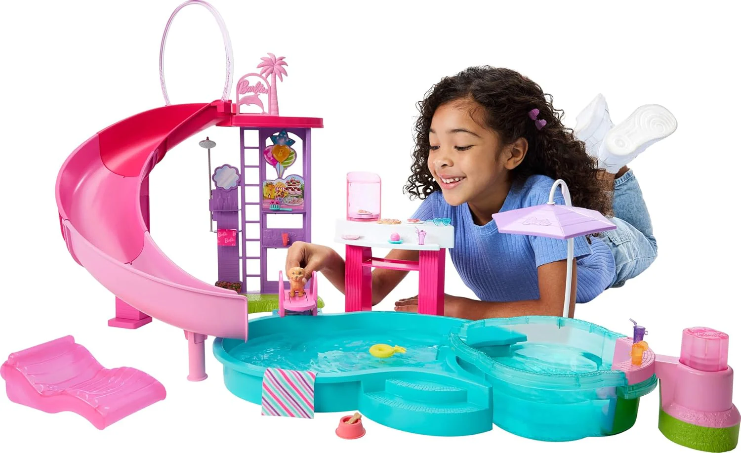 Barbie Piscina Dei Sogni, Playset Con Scivolo E Vasca Idromassaggio, Oltre 20 Accessori Come Cuccioli, Galleggianti E Molto Altro - Image 2