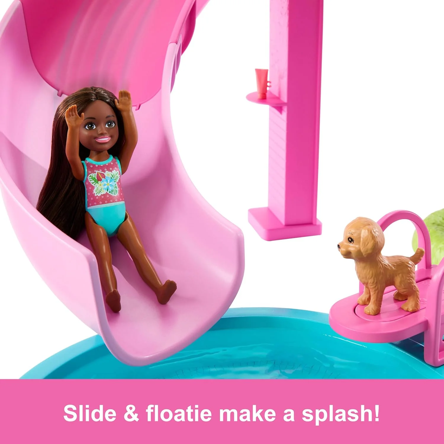 Barbie Piscina Dei Sogni, Playset Con Scivolo E Vasca Idromassaggio, Oltre 20 Accessori Come Cuccioli, Galleggianti E Molto Altro - Image 5