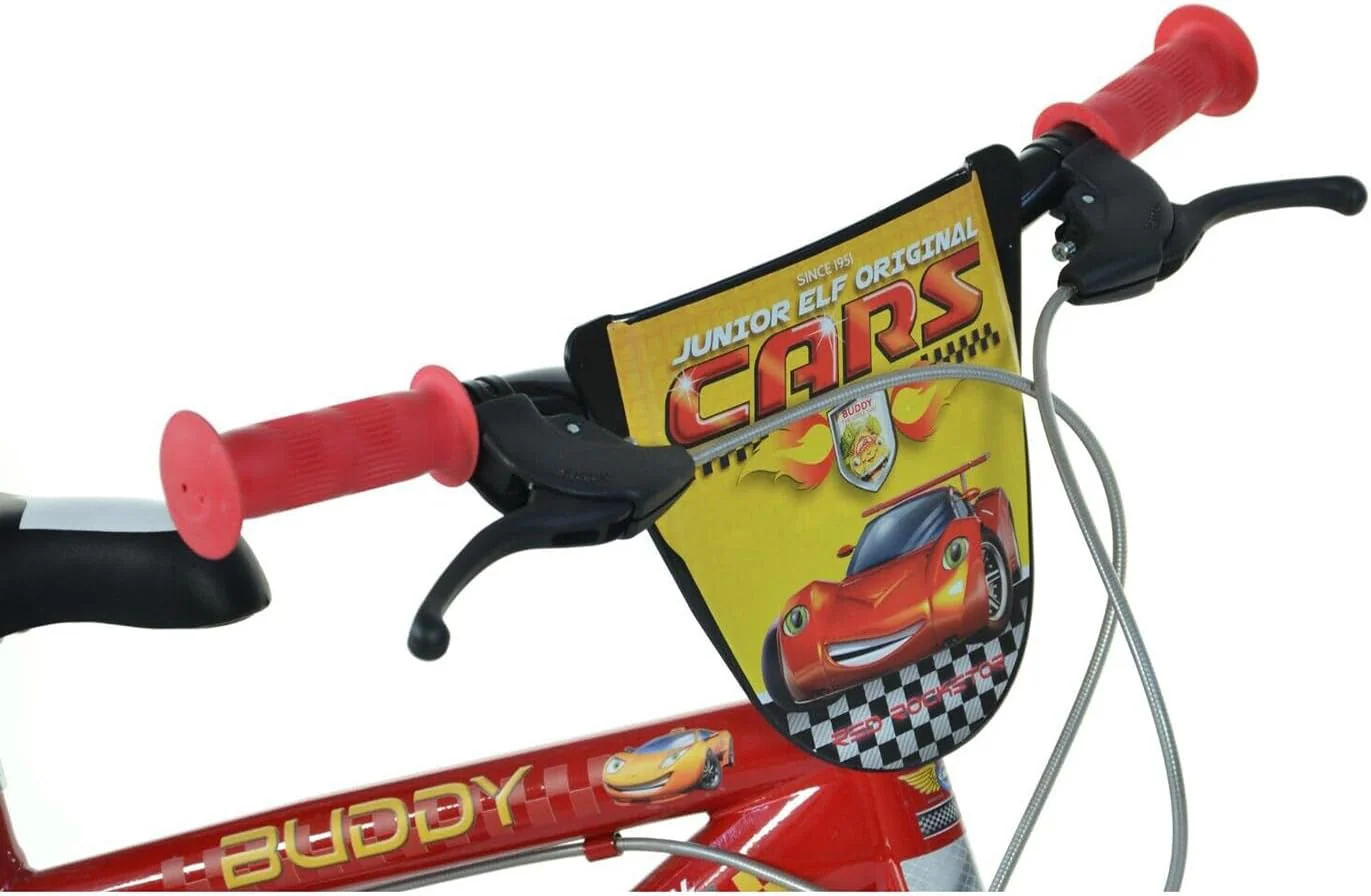Bici per bambino Buddy Cars 14" con rotelle, borraccia e doppio freno - Image 2