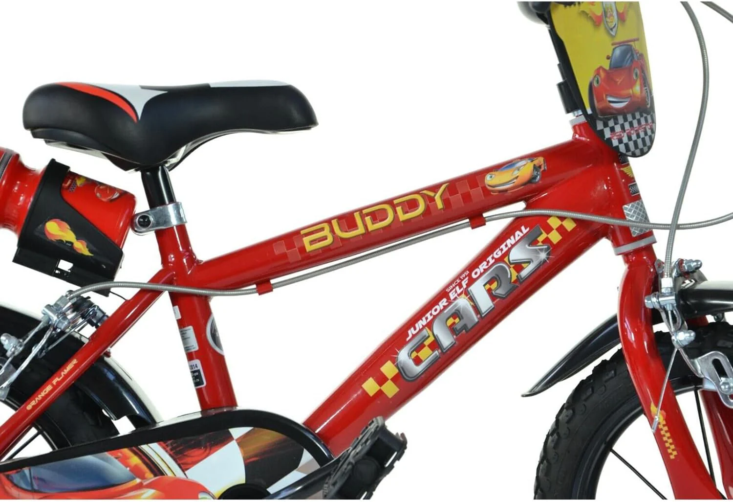 Bici per bambino Buddy Cars 14" con rotelle, borraccia e doppio freno - Image 4