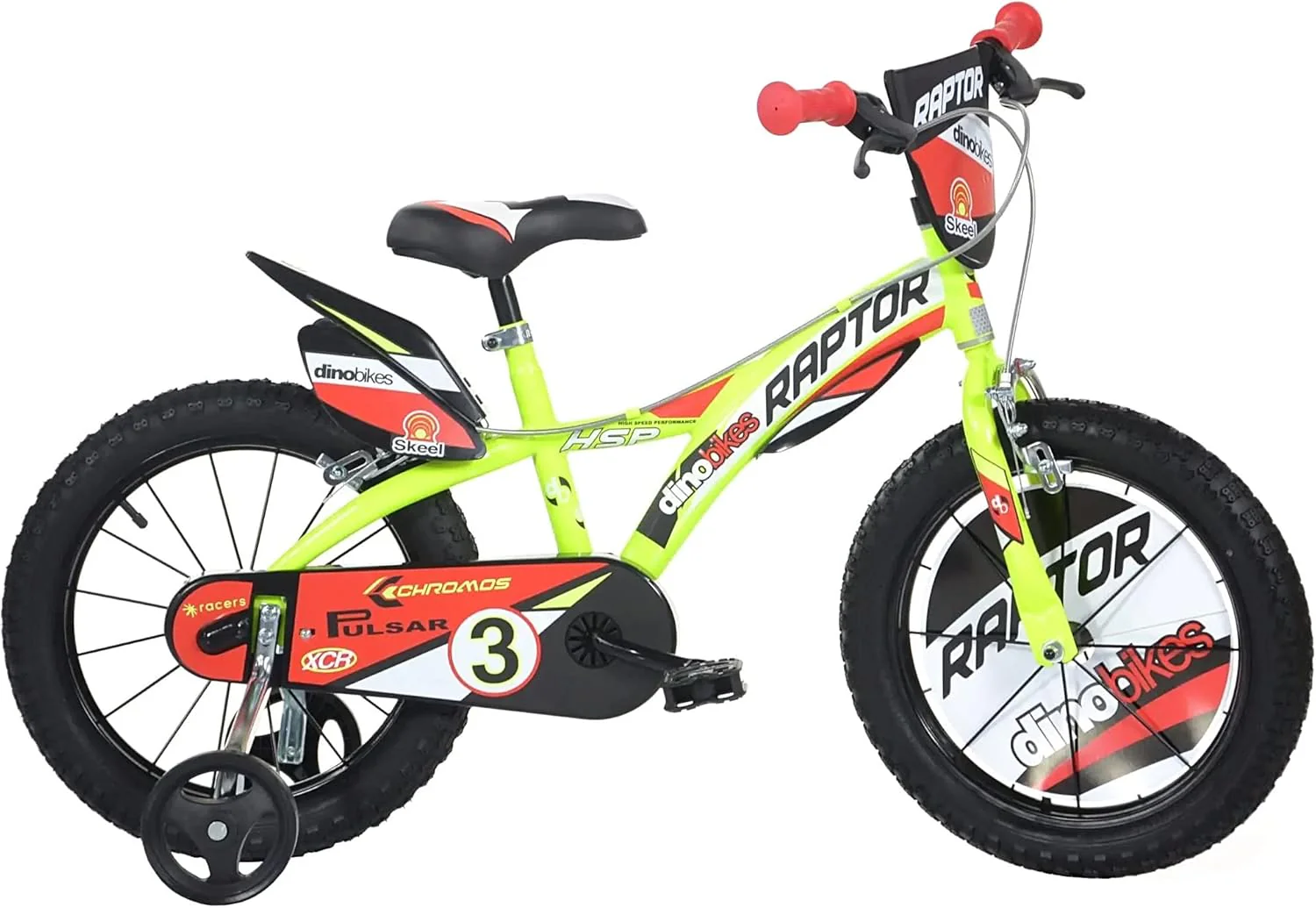 Bici per bambino Raptor 14" con doppi freni, telaio e ruote in acciaio