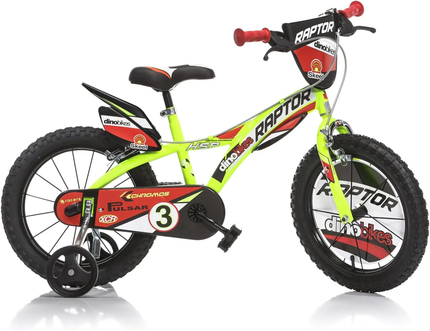 Bici per bambino Raptor 16" con doppi freni, telaio e ruote in acciaio