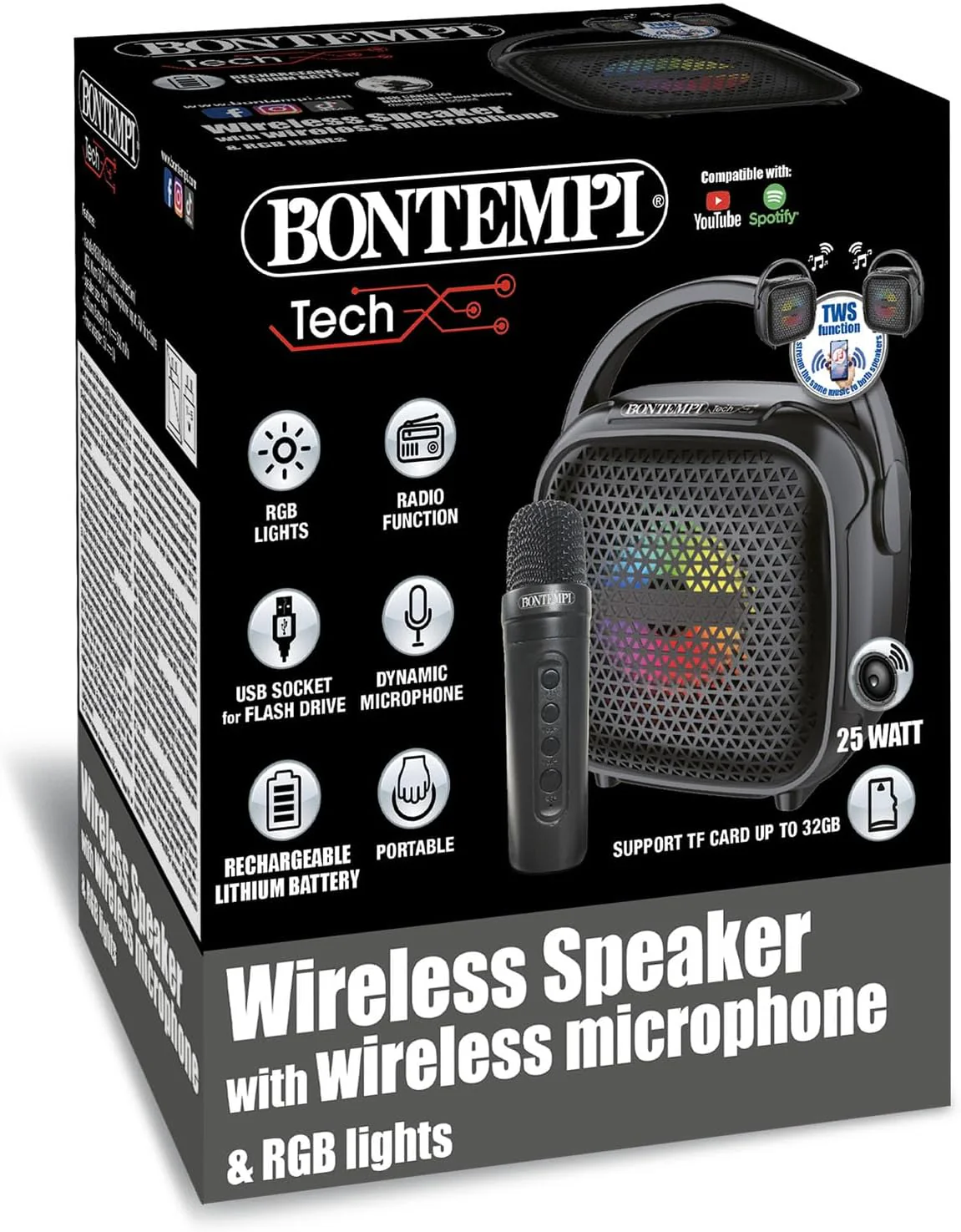 Cassa Amplificatore Wirless con microfono e Luci RGB - Image 3