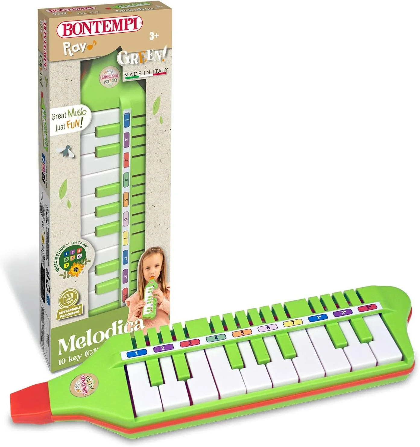 Clavietta Green a 10 tasti per suonare le note Do e Mi