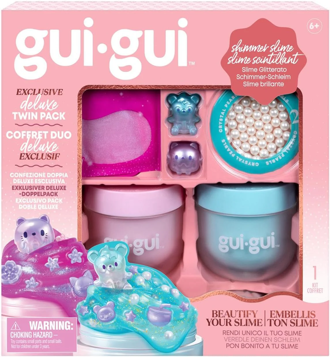 Gui Gui Exclusive Deluxe Twin Pack Slime glitterato con decorazioni - Image 2