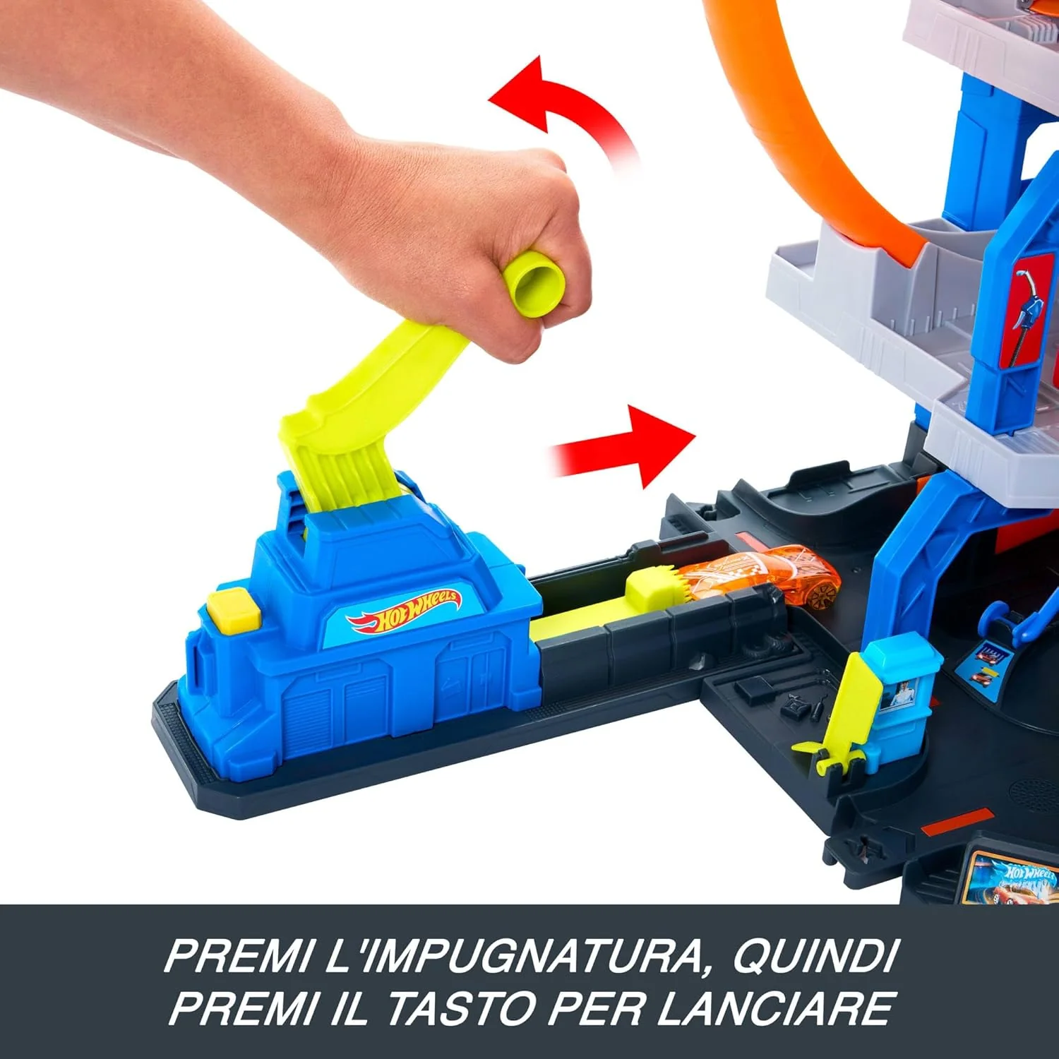 Hot Wheels City - Playset Mega Loop Garage con macchinina ed elicottero - Image 4