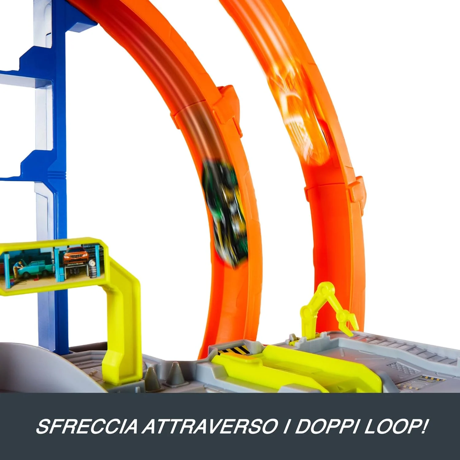 Hot Wheels City - Playset Mega Loop Garage con macchinina ed elicottero - Image 5