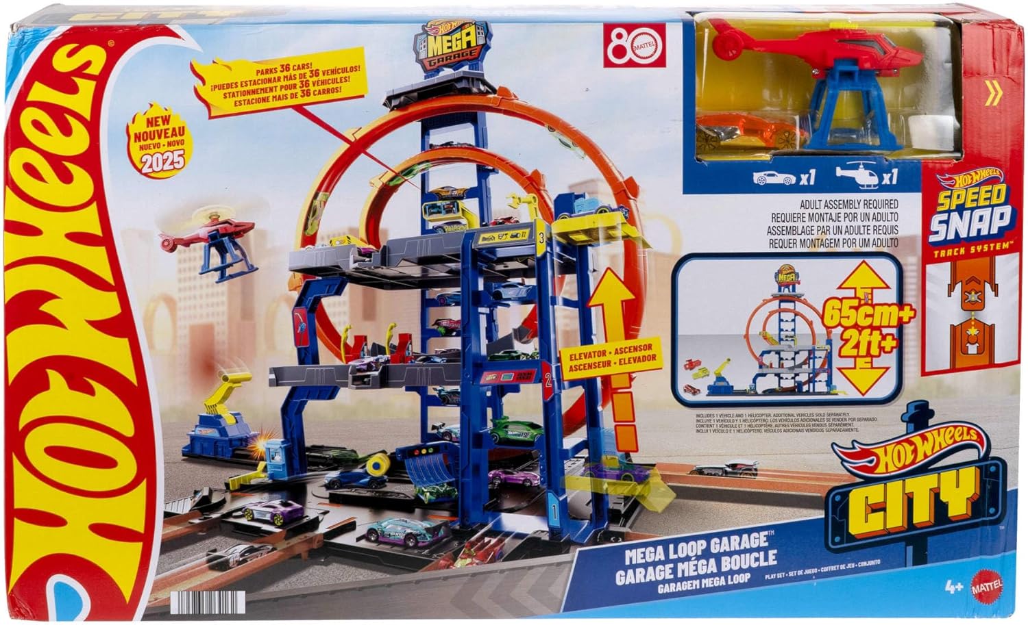 Hot Wheels City - Playset Mega Loop Garage con macchinina ed elicottero - Image 6