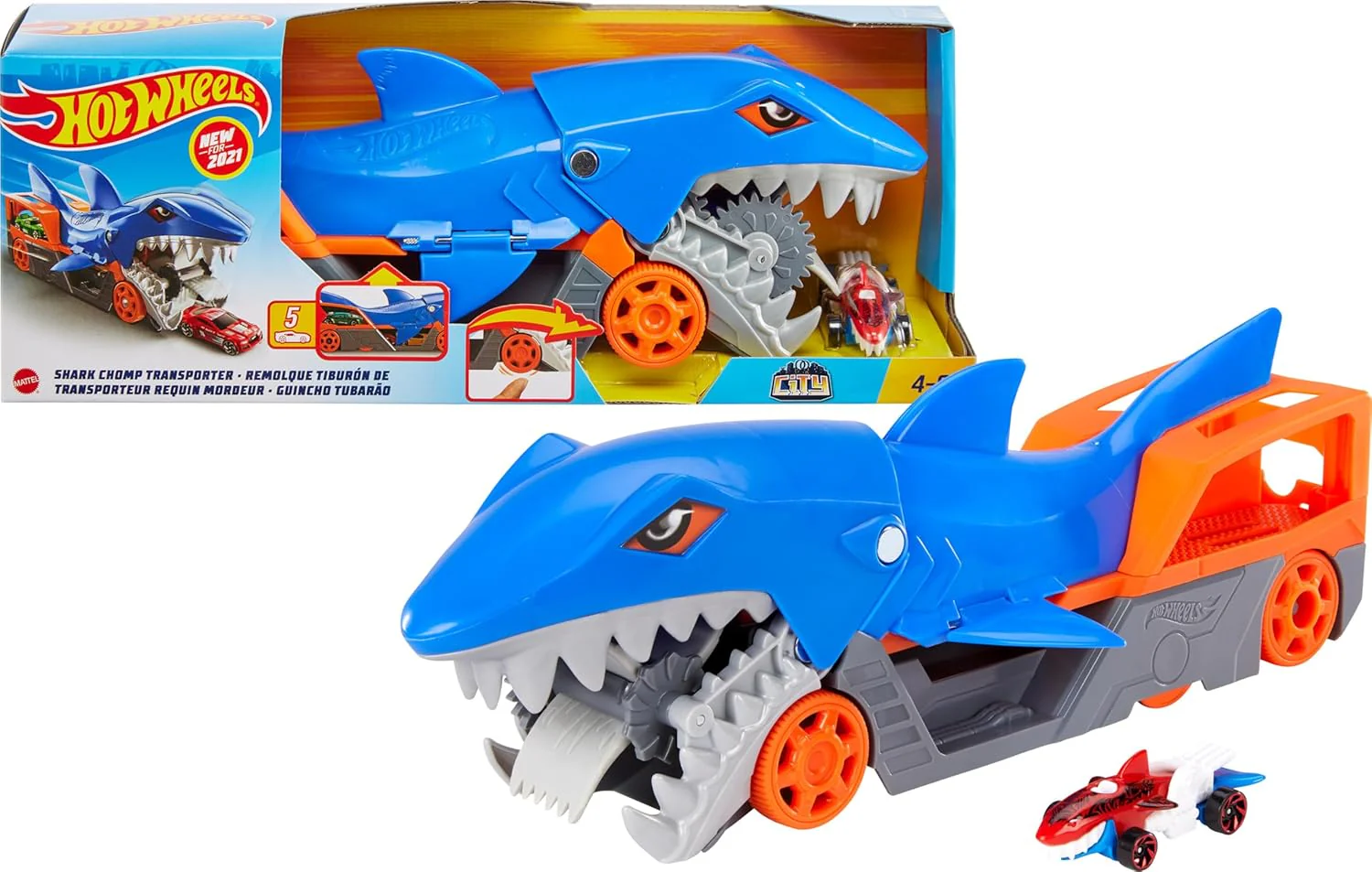 Hot Wheels - Playset Trasportatore Squalo Divoratore con Macchinina