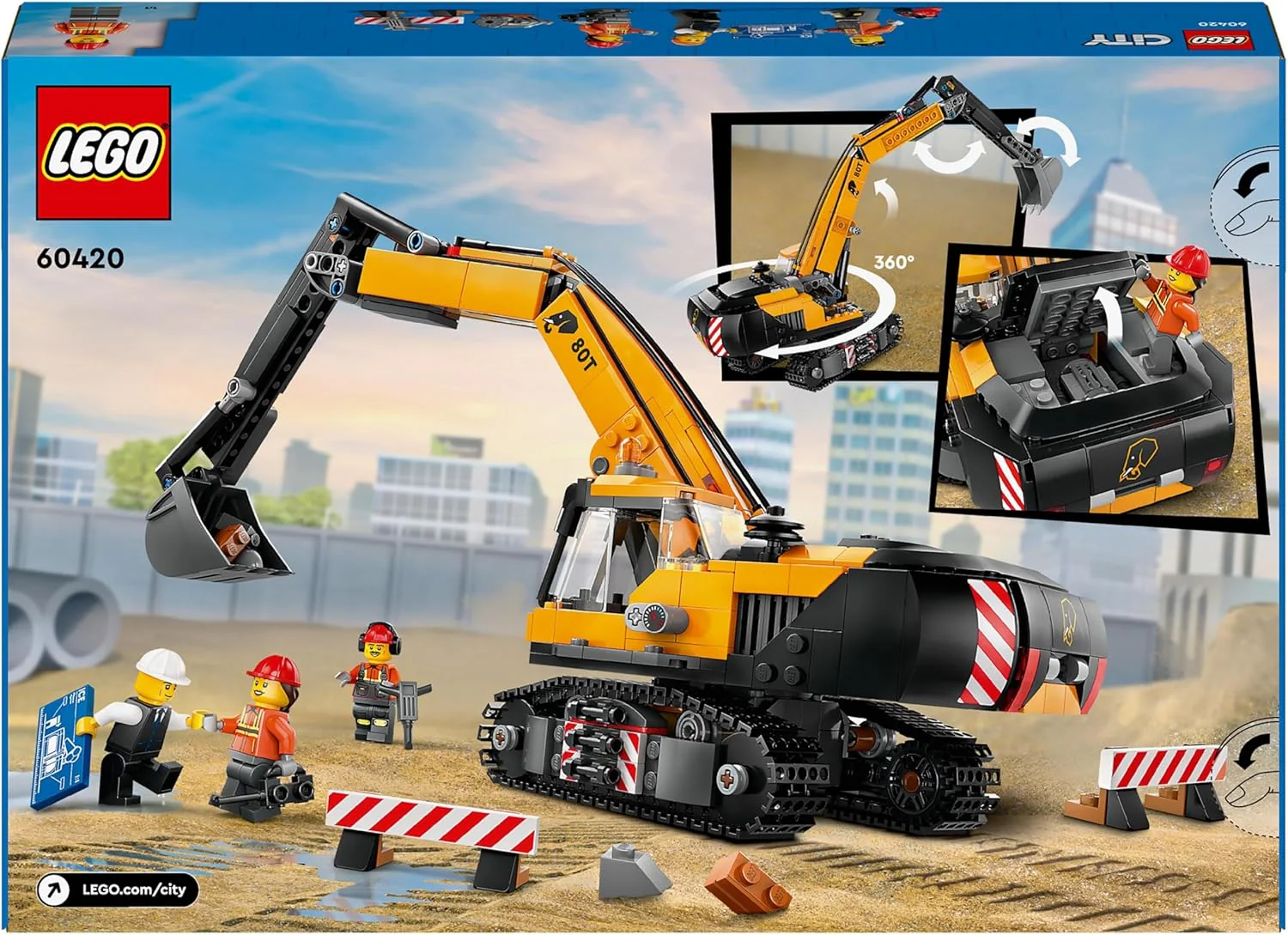 Lego City - Escavatore da cantiere giallo 60420 - Image 8