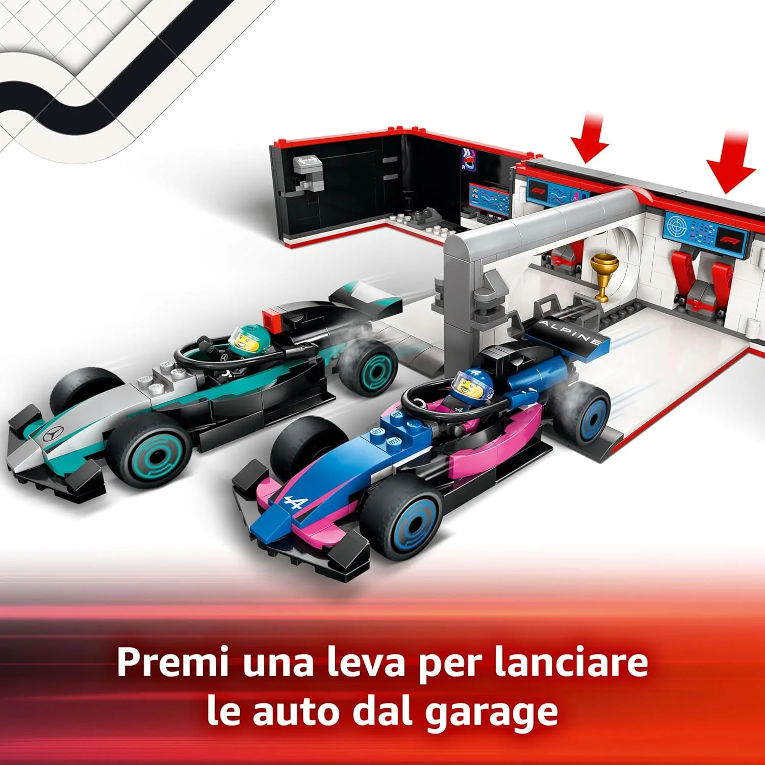 Lego City - Garage con monoposto Mercedes-AMG e Alpine F1 60444 - Image 3