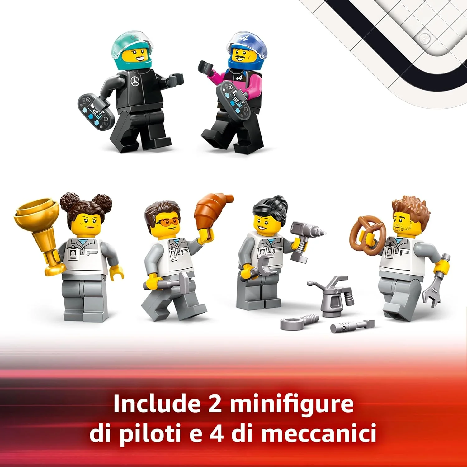 Lego City - Garage con monoposto Mercedes-AMG e Alpine F1 60444 - Image 5