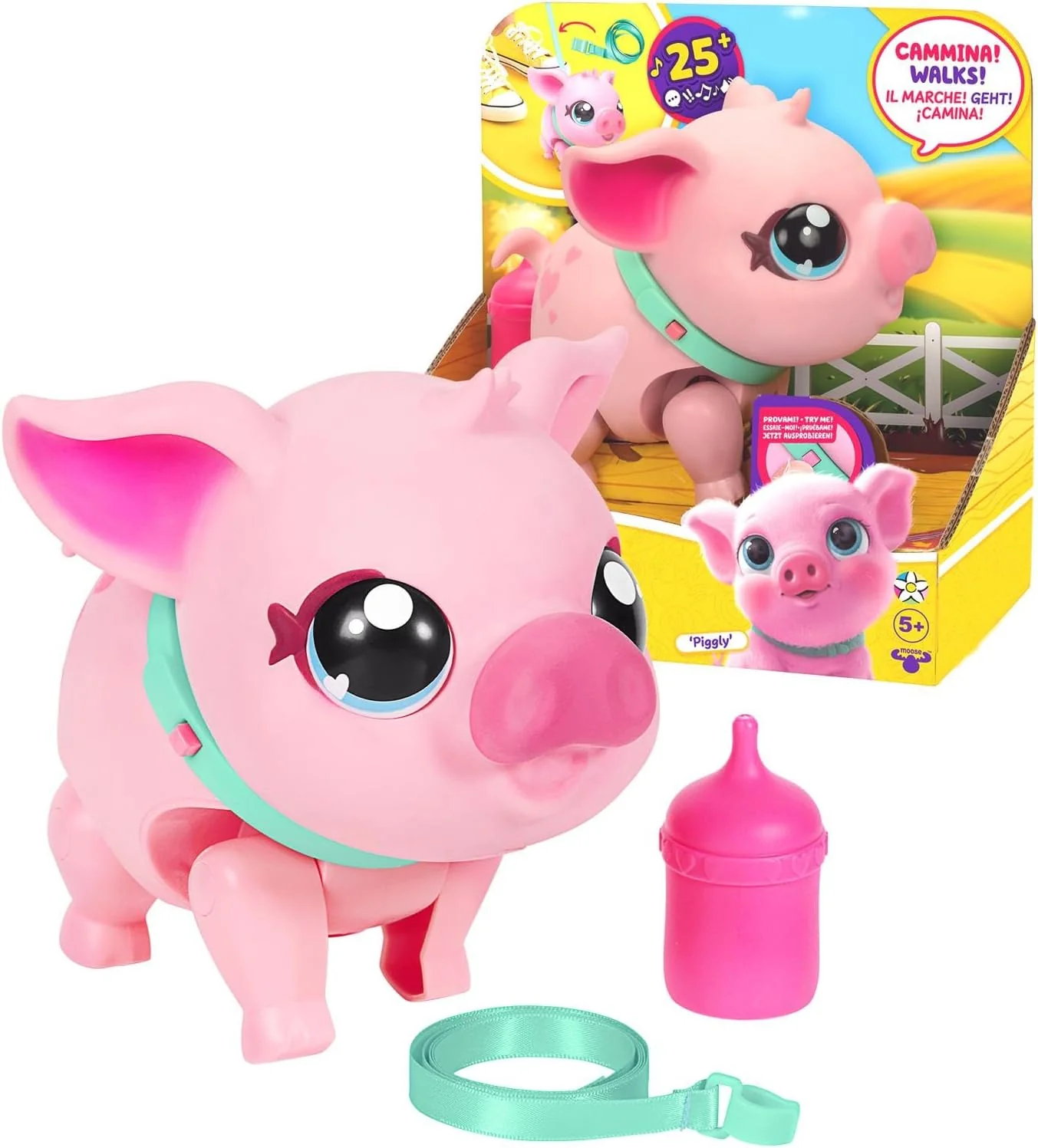 Little Live Pets - My Walking Pig interattivo con guinzaglio, biberon e oltre 25 suoni e reazioni - Image 3