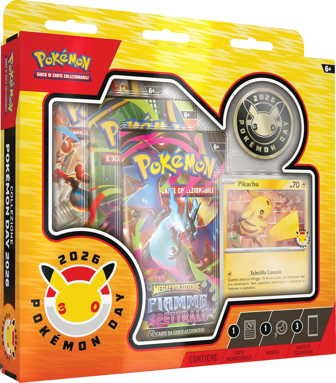 Pokémon - Collezione Pokémon Day 2026 con carta promozionale olografica e 3 buste espansione