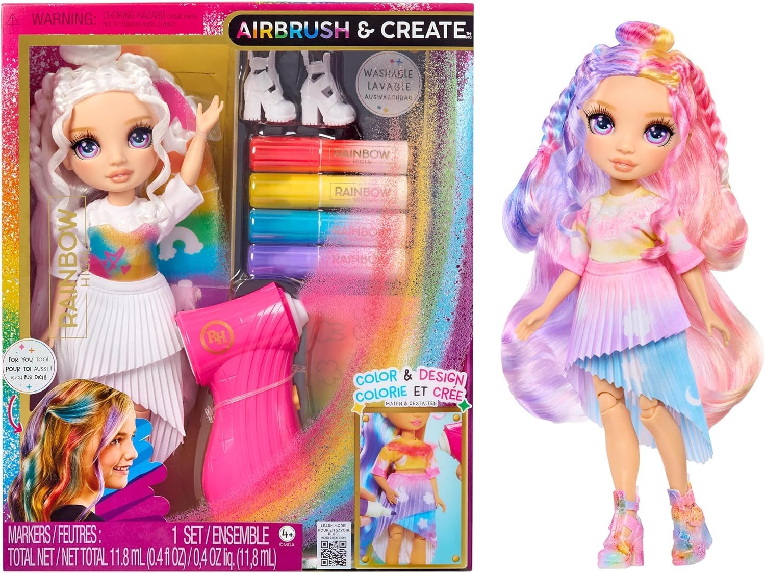 Rainbow High - Airbrush & Create Bambola con Kit Aerografo