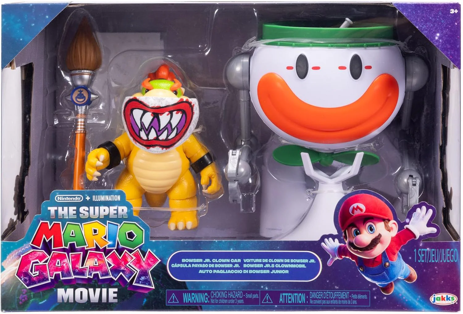 Super Mario Galaxy Movie - Playset Bowser Jr. 13cm con Clown Car, pennello e adesivi Water-Reveal - Image 3