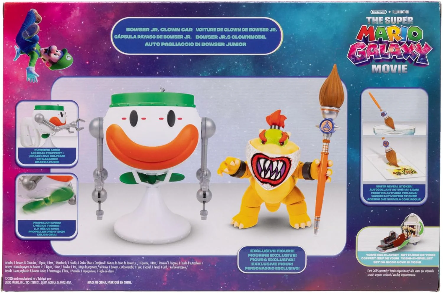 Super Mario Galaxy Movie - Playset Bowser Jr. 13cm con Clown Car, pennello e adesivi Water-Reveal - Image 5
