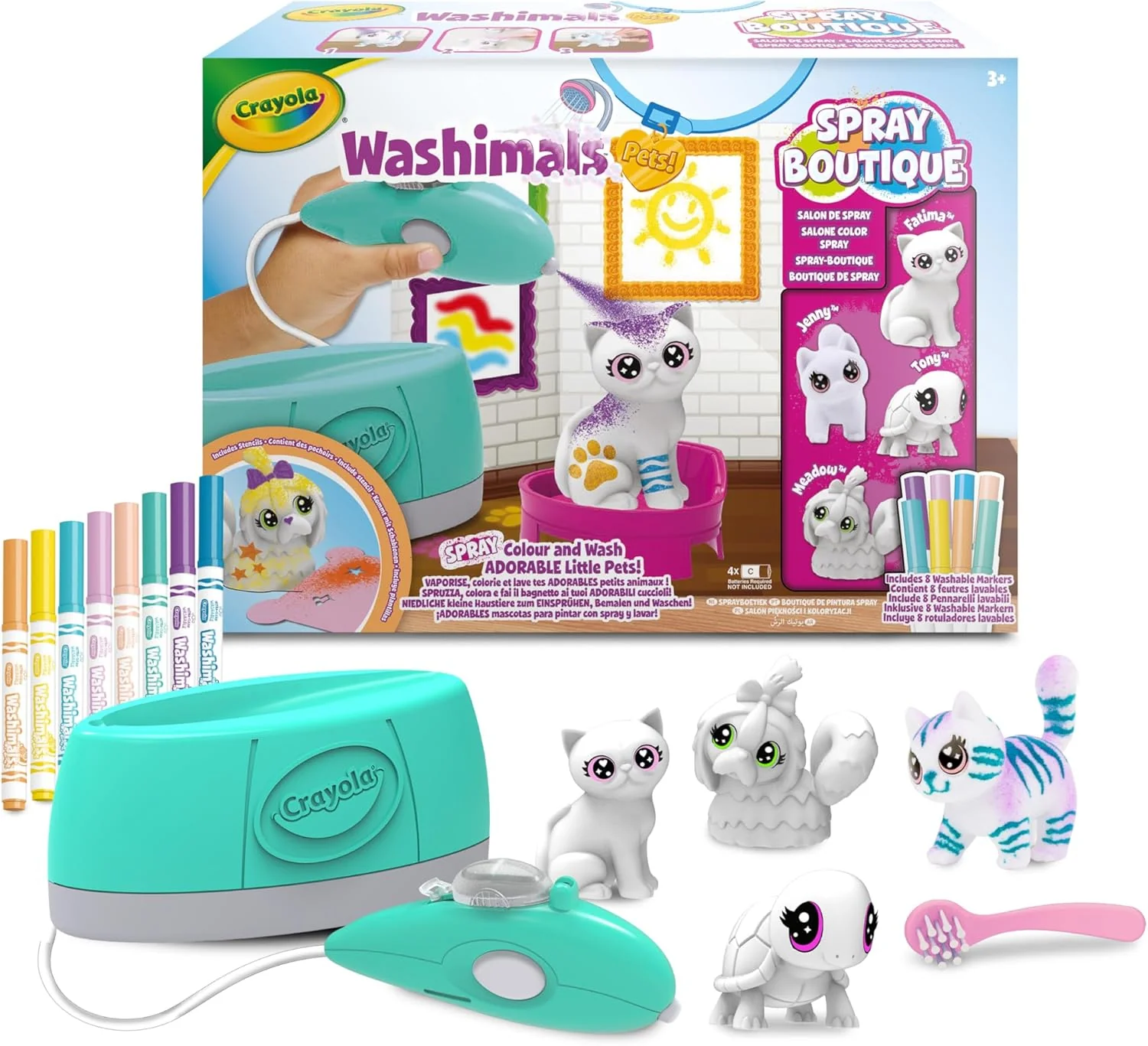 Wahimals Pets Spray Boutique - Set Attività Colora Lava Ricolora con 4 Cuccioli